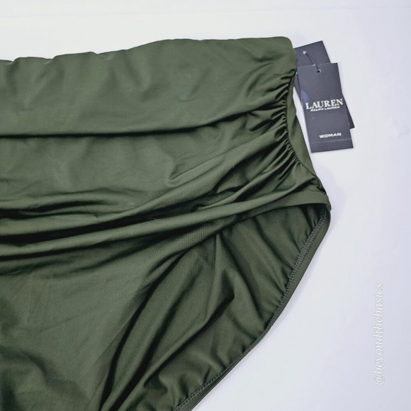 Ralph Lauren Women's Olive Green Shirred High Waist Swim Bottom Size 20W - Picture 3 of 12